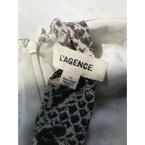 L'AGENCE Maeve Snake Print Silk Crepe V-Neck Tie Wide Leg Jumpsuit, Size 10 - Picture 11 of 13